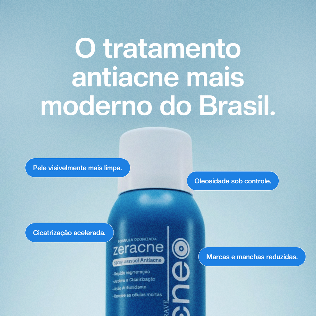 Kit Zeracne - Spray aerosol antiacne - Tratamento completo - 3 unidades